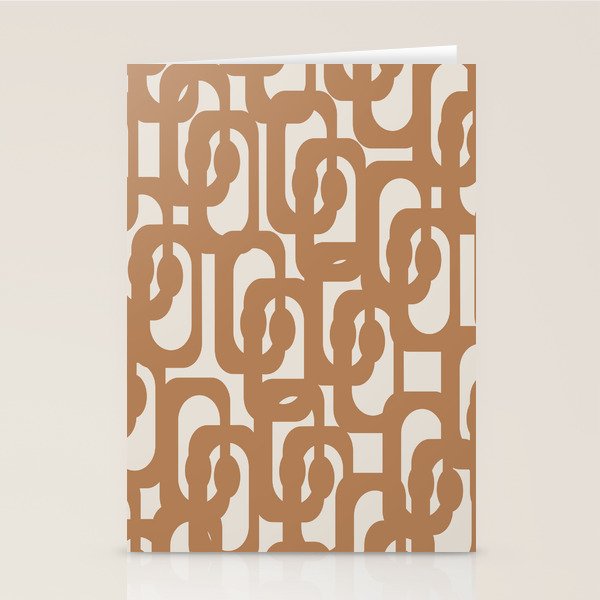 Mid Century Modern Loop Pattern in Neutral Light Brown Stationery Card Gallery Image 1