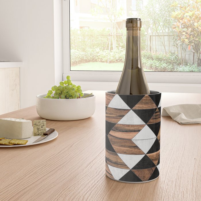 Urban Tribal Pattern No.9 - Aztec - Concrete and Wood Wine Chiller Gallery Image 4