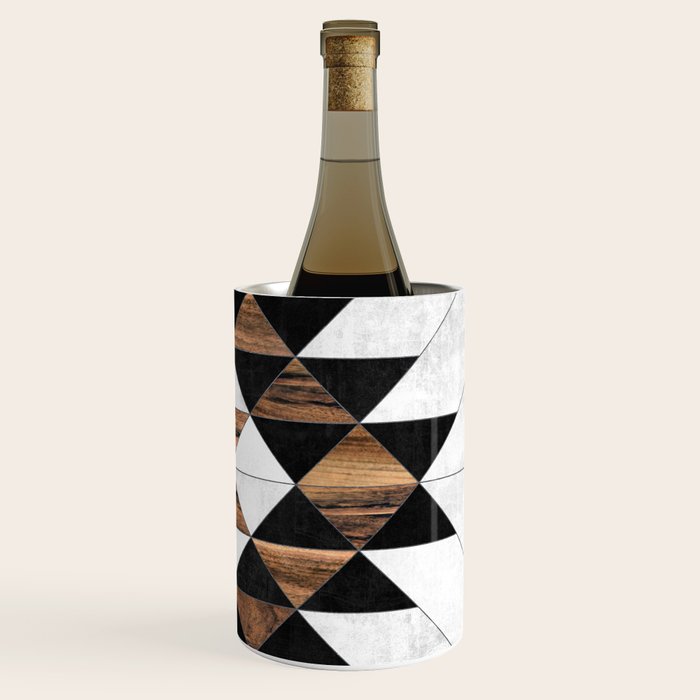 Urban Tribal Pattern No.9 - Aztec - Concrete and Wood Wine Chiller Gallery Image 3