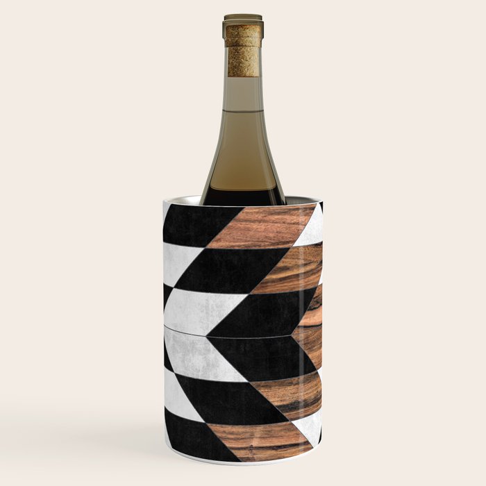Urban Tribal Pattern No.9 - Aztec - Concrete and Wood Wine Chiller Gallery Image 2