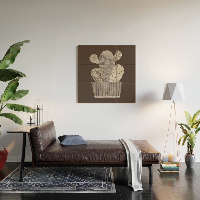 Little Cactus Wood Wall Art Gallery Image 2