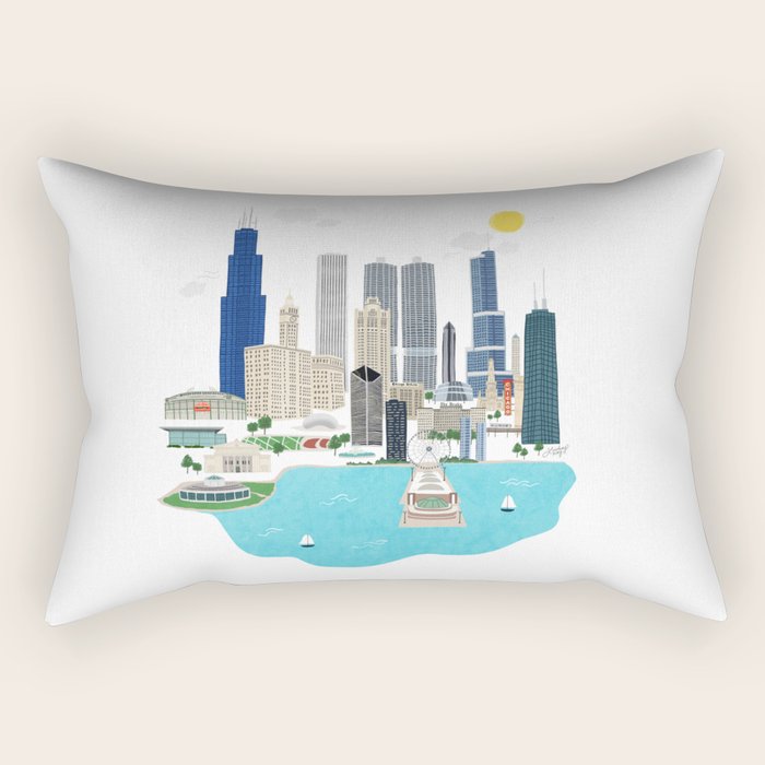 Chicago Illustration Rectangular Pillow Gallery Image 2