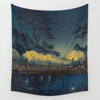 Tsuchiya Koitsu Vintage Japanese Woodblock Print Spring Blossom At Night t Wall Tapestry Gallery Image 4