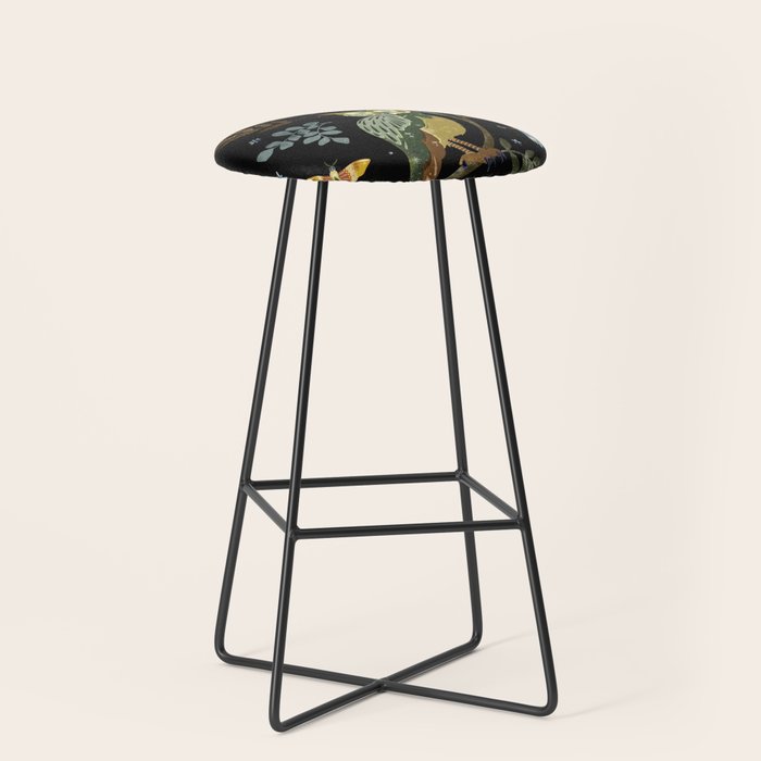 Moonlit Owl and Fluttering Moths Stool Gallery Image 1