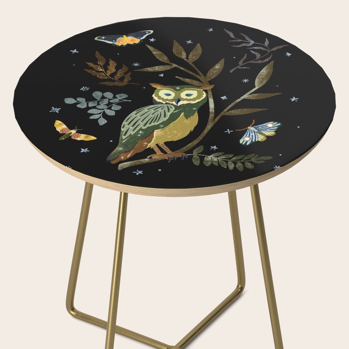 Moonlit Owl and Fluttering Moths Side Table Gallery Image 2