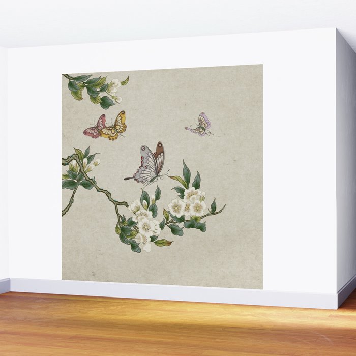 Pear flowers and butterflies type A - Minhwa : Koreafolkpainting Wall Mural Gallery Image 2