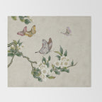Pear flowers and butterflies type A - Minhwa : Koreafolkpainting Throw Blanket Gallery Image 2