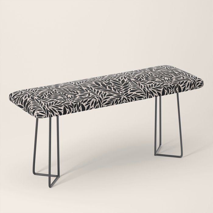 Black and White Folk Leaves  Bench Gallery Image 1