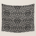 Black and White Folk Leaves  Wall Tapestry Gallery Image 4