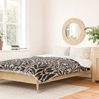 Black and White Folk Leaves  Duvet Cover Gallery Image 2