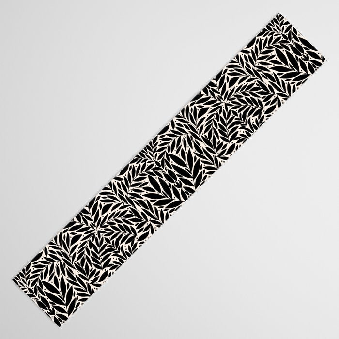 Black and White Folk Leaves  Table Runner Gallery Image 3