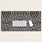 Black and White Folk Leaves  Desk Mat Gallery Image 1