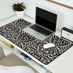 Black and White Folk Leaves  Desk Mat Gallery Image 2