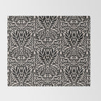 Black and White Folk Leaves  Throw Blanket Gallery Image 2