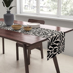 Black and White Folk Leaves  Table Runner Gallery Image 2