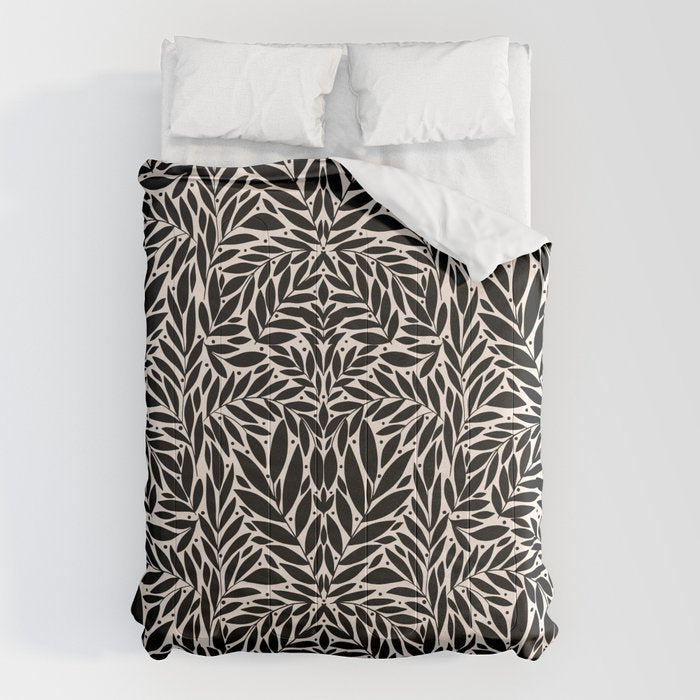 Black and White Folk Leaves  Comforter Gallery Image 6