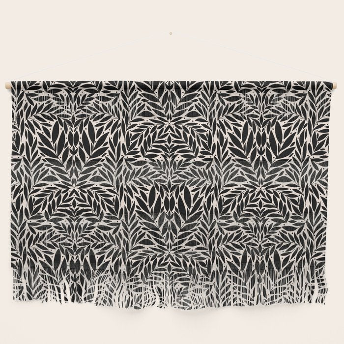 Black and White Folk Leaves  Wall Hanging Gallery Image 1