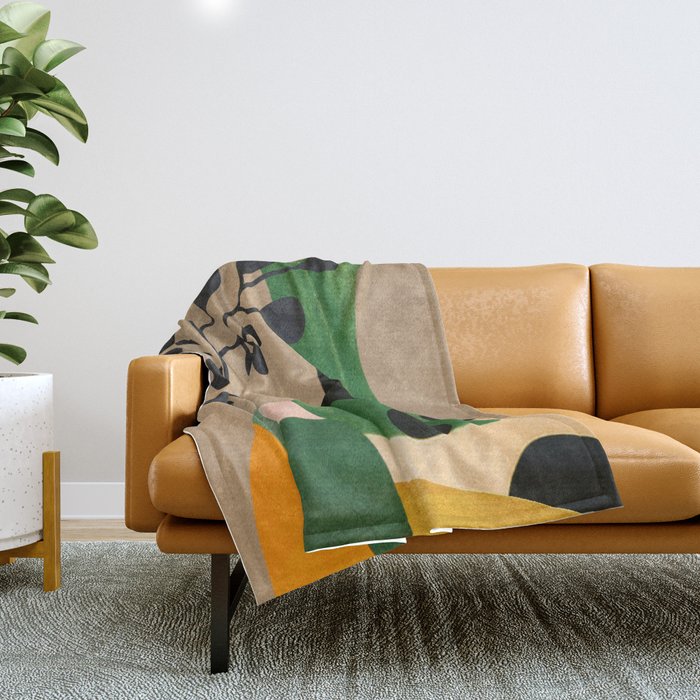 Modern Abstract Vases with Plant 1 Throw Blanket Gallery Image 1