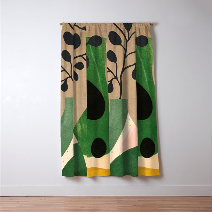 Modern Abstract Vases with Plant 1 Window Curtain Gallery Image 3