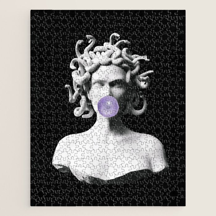 Medusa blowing purple bubblegum bubble Canvas Print Jigsaw Puzzle Gallery Image 1