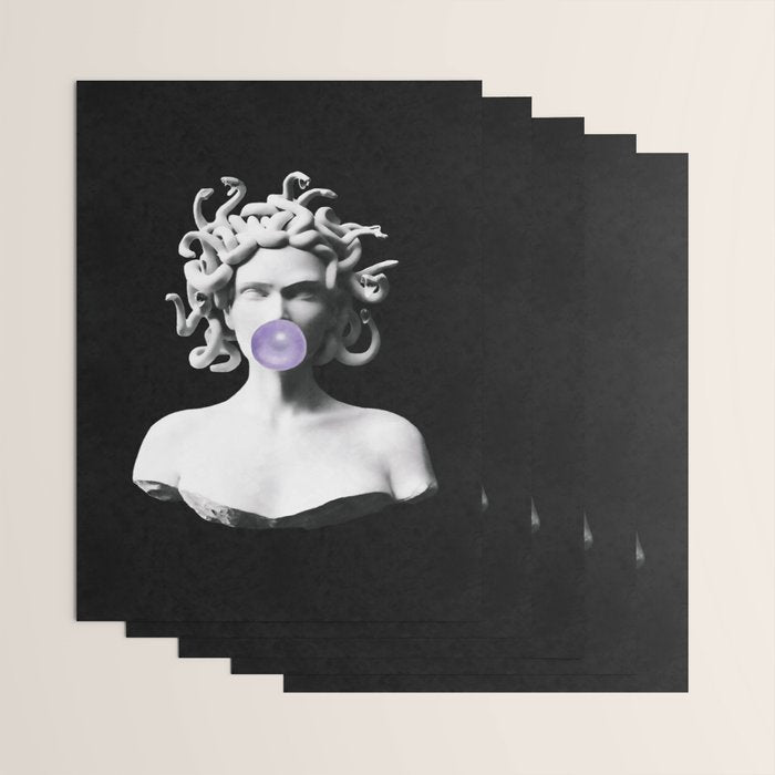 Medusa blowing purple bubblegum bubble Canvas Print Wrapping Paper Gallery Image 3