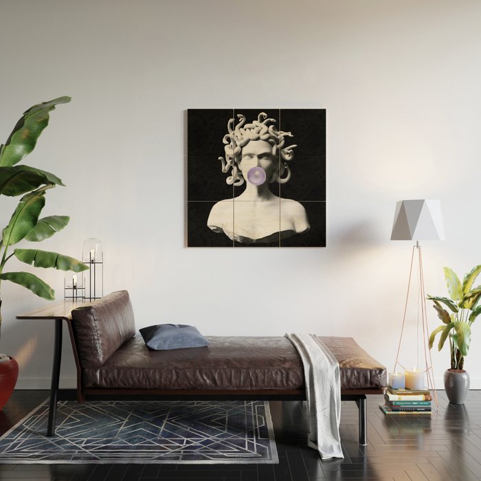 Medusa blowing purple bubblegum bubble Canvas Print Wood Wall Art Gallery Image 2