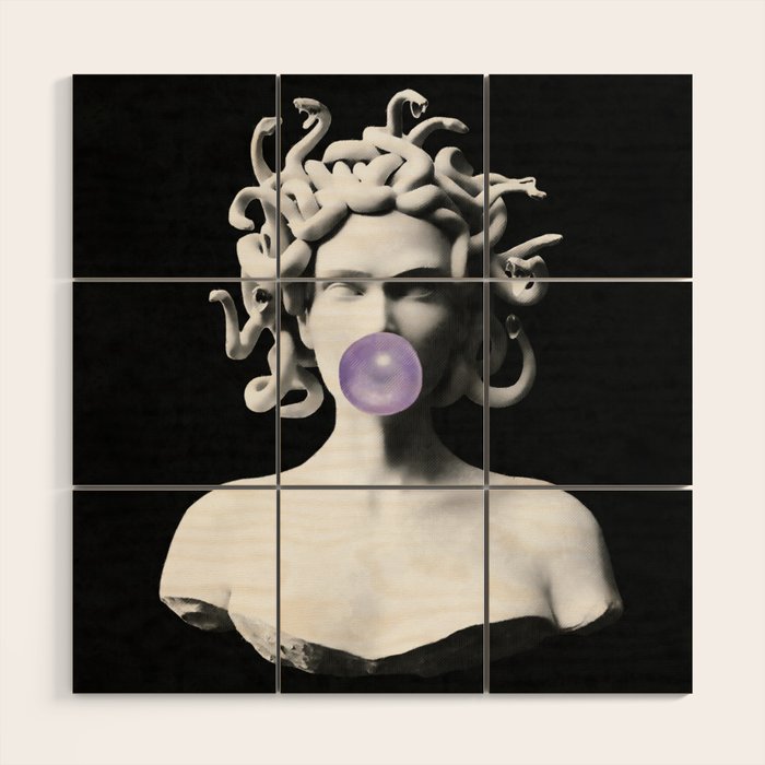Medusa blowing purple bubblegum bubble Canvas Print Wood Wall Art Gallery Image 1