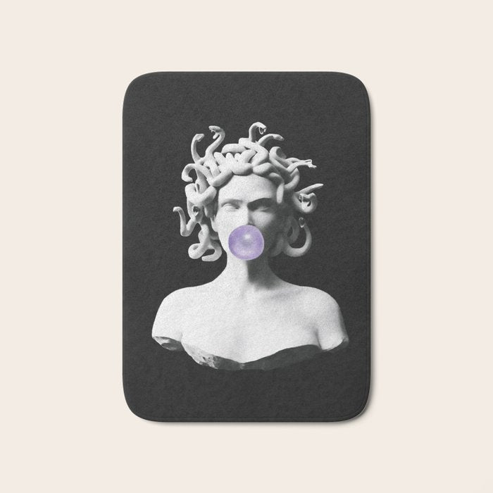Medusa blowing purple bubblegum bubble Canvas Print Bath Mat Gallery Image 1