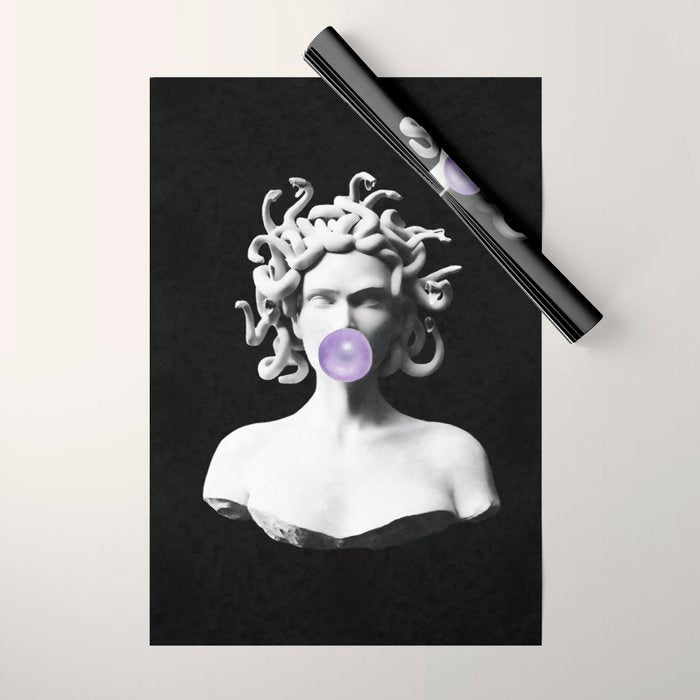 Medusa blowing purple bubblegum bubble Canvas Print Wrapping Paper Gallery Image 1