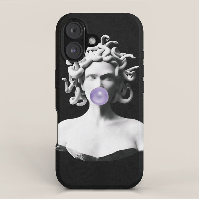 Medusa blowing purple bubblegum bubble Canvas Print iPhone Case Gallery Image 1
