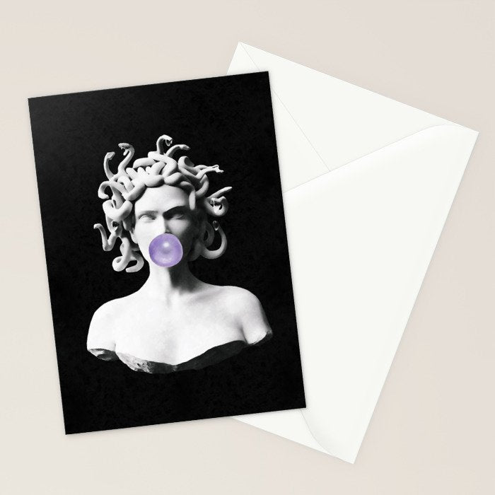 Medusa blowing purple bubblegum bubble Canvas Print Stationery Card Gallery Image 2