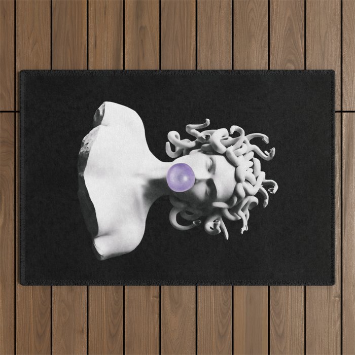 Medusa blowing purple bubblegum bubble Canvas Print Outdoor Rug Gallery Image 1