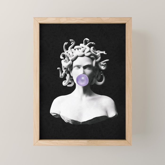 Medusa blowing purple bubblegum bubble Canvas Print Mini Art Print Gallery Image 1