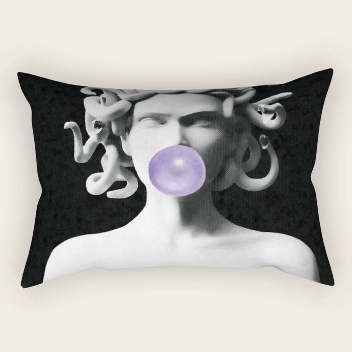 Medusa blowing purple bubblegum bubble Canvas Print Rectangular Pillow Gallery Image 2