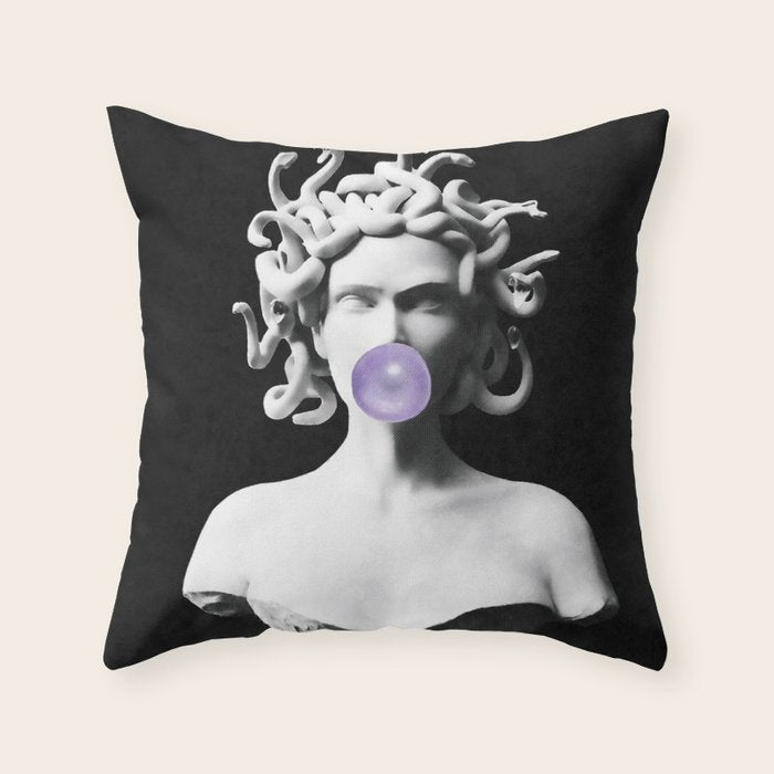 Medusa blowing purple bubblegum bubble Canvas Print Throw Pillow Gallery Image 1