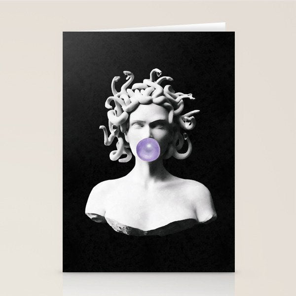Medusa blowing purple bubblegum bubble Canvas Print Stationery Card Gallery Image 2