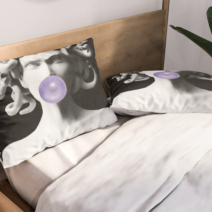 Medusa blowing purple bubblegum bubble Canvas Print Pillow Sham Gallery Image 2