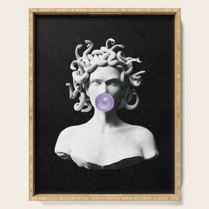 Medusa blowing purple bubblegum bubble Canvas Print Serving Tray Gallery Image 1
