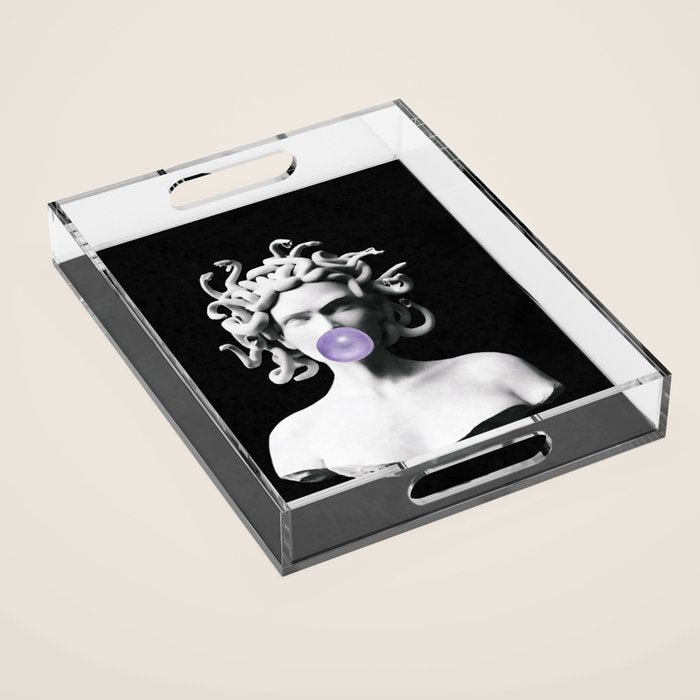 Medusa blowing purple bubblegum bubble Canvas Print Acrylic Tray Gallery Image 1