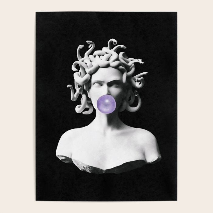 Medusa blowing purple bubblegum bubble Canvas Print Poster Gallery Image 4