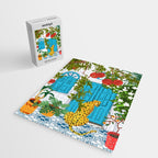 Cheetah Villa Architecture, Tropical Greece Jungle Animals, Botanical White Building & Boho Leopard Jigsaw Puzzle Gallery Image 2