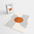 Geometric Lines in Navy Blue Orange 1 (Rainbow Abstraction) Jigsaw Puzzle Gallery Image 2