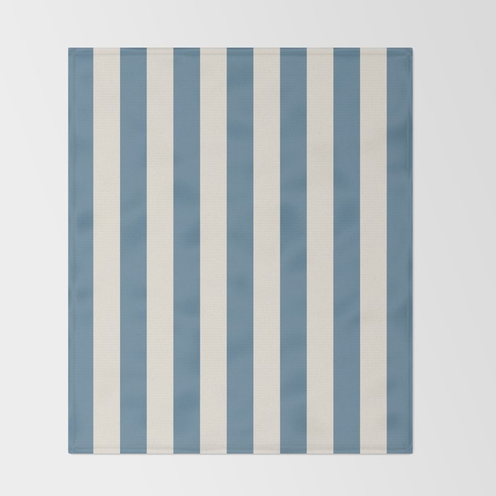 Blue And Cream Vertical Stripes Throw Blanket Gallery Image 2