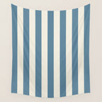 Blue And Cream Vertical Stripes Wall Tapestry Gallery Image 4