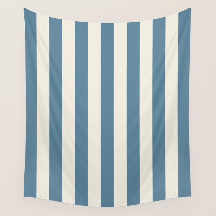 Blue And Cream Vertical Stripes Wall Tapestry Gallery Image 4