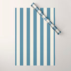 Blue And Cream Vertical Stripes Wrapping Paper Gallery Image 1