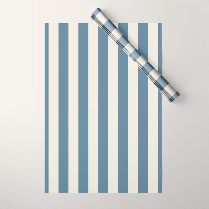 Blue And Cream Vertical Stripes Wrapping Paper Gallery Image 1