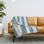 Blue And Cream Vertical Stripes Throw Blanket Gallery Image 1