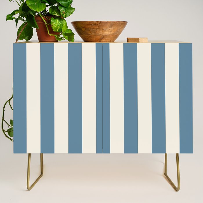 Blue And Cream Vertical Stripes Credenza Gallery Image 1