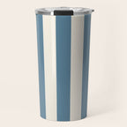 Blue And Cream Vertical Stripes Travel Mug Gallery Image 1
